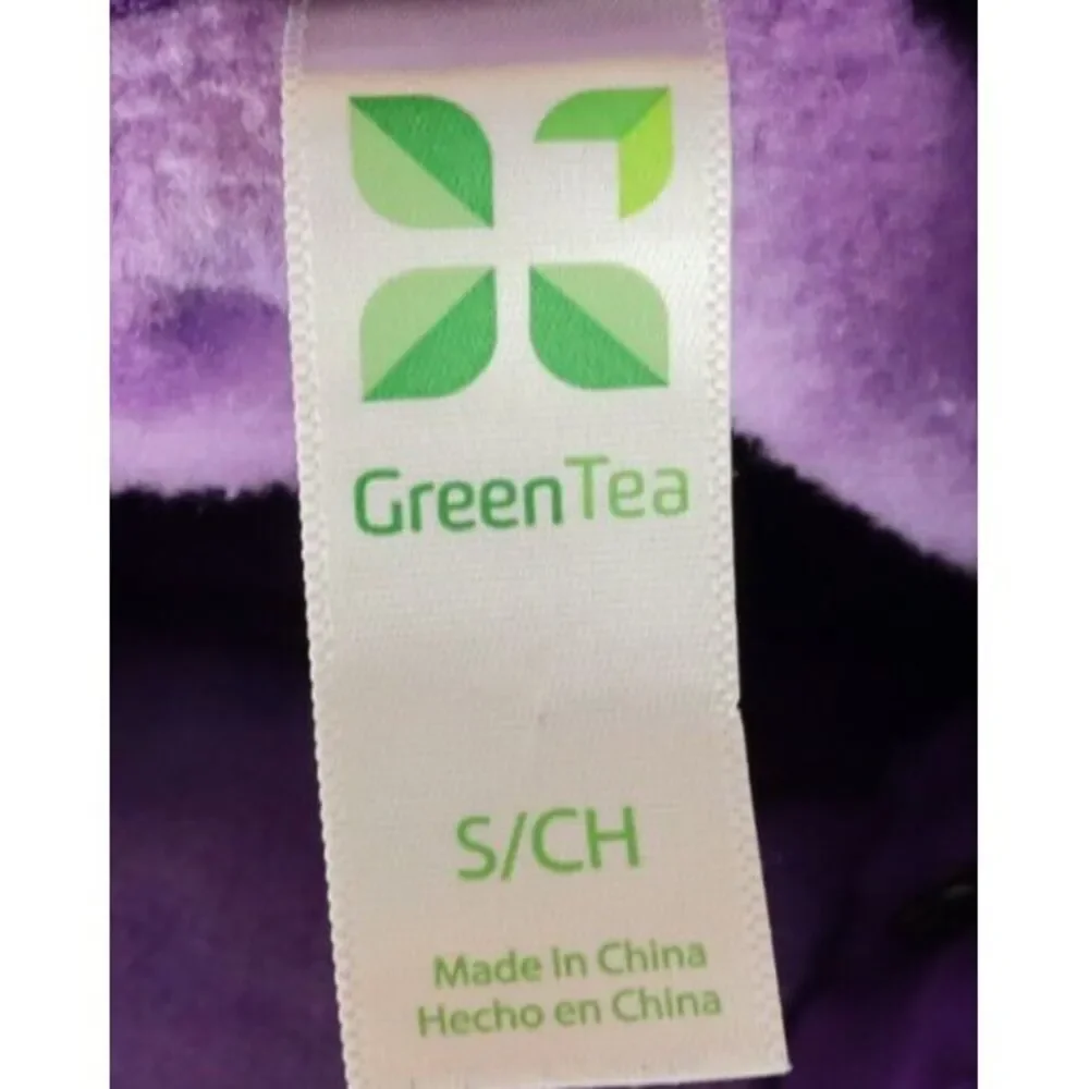 Green Tea High Neck Jacket‎ Womens Size S Purple Tie-Dye Fleece Pockets Buttons
